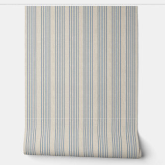 Muted Distressed Blue Farmhouse Ticking Stripe Tapete