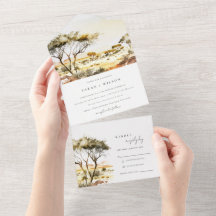 Muted Earthy Watercolor African Landscape Wedding