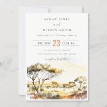 Muted Earthy Watercolor African Landscape Wedding