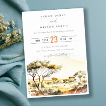 Muted Earthy Watercolor African Landscape Wedding