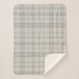 Muted Farmhouse Gray Plaid Sherpadecke
