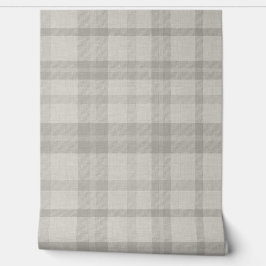 Muted Farmhouse Gray Plaid w/ Linen Texture Tapete