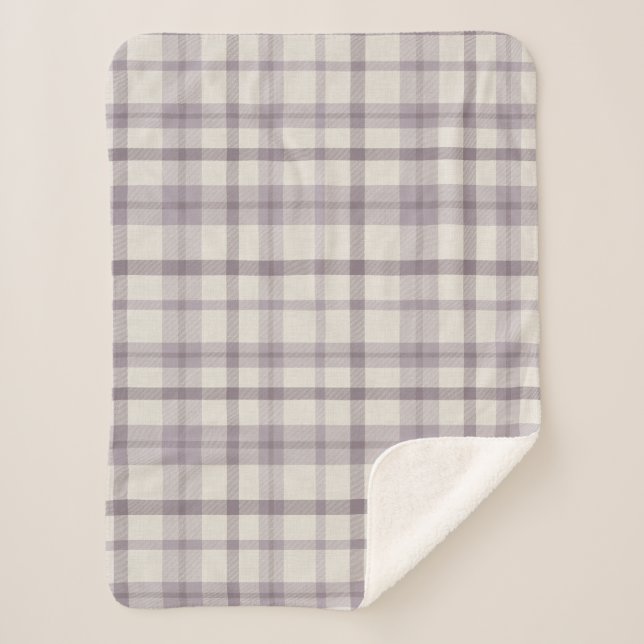 Muted Farmhouse Purple Plaid Baby Boy's Nursery Sherpadecke (Vorderseite)
