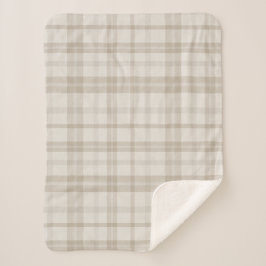 Muted Farmhouse Taupe Plaid Sherpadecke