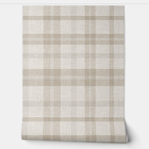 Muted Farmhouse Taupe Plaid w/ Linen Texture