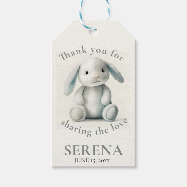 Muted getufft Bunny BABY SHOWER Geschenkanhänger (Vorderseite)