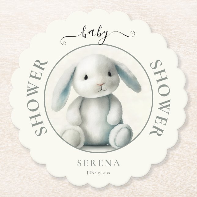 Muted getufft Bunny BABY SHOWER Untersetzer (Vorderseite)