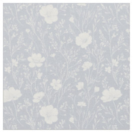 Muted Gray And White Wildflower Pattern Stoff