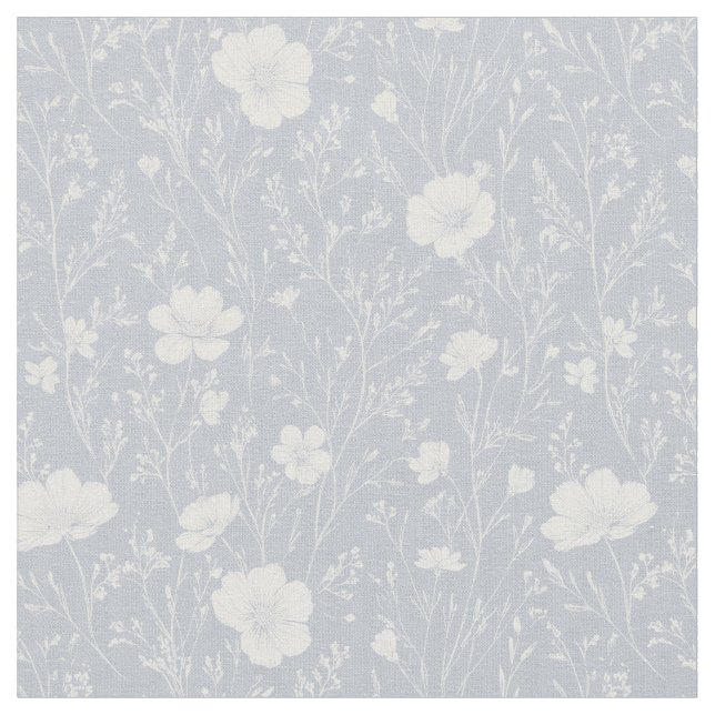Muted Gray And White Wildflower Pattern Stoff (Nahaufnahme)