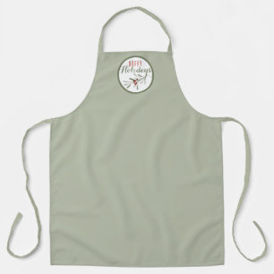 Muted Gray Green mit Christmas Greenery Sprig Schürze