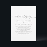 Muted Gray Simple Minimalist Elopement Reception Einladung<br><div class="desc">This muted gray simple minimalist elopement reception card is perfect for a modern post elopement party. The simple and elegant design features classic and fancy script typography in gray and white. 

RSVP cards are sold separately.</div>