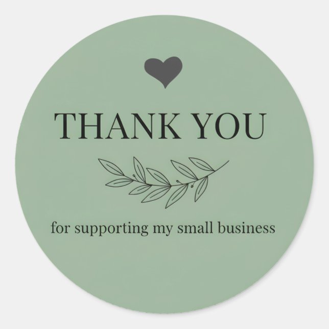 Muted Green Thank You Business Sticker  (Vorderseite)