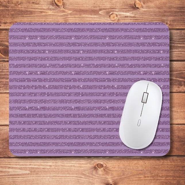 Muted Mulberry Glitter Style Horizontal Stripes Mousepad (Von Creator hochgeladen)