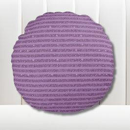 Muted Mulberry Glitter Style Horizontal Stripes Rundes Kissen