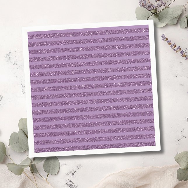 Muted Mulberry Glitter Style Horizontal Stripes Serviette (Von Creator hochgeladen)