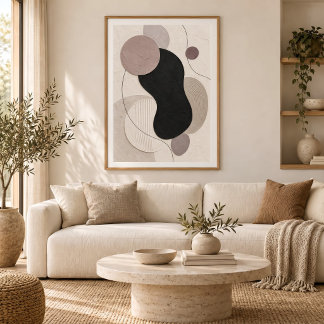 Muted Orbit | Minimal Abstract Plaster Art Print Poster