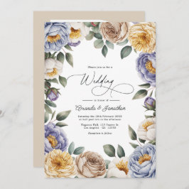 Muted Periwinkle, Buttercream, and Greige Wedding Einladung
