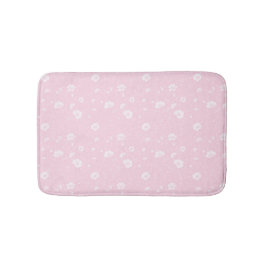 Muted Pink And White Wildflower Pattern Badematte