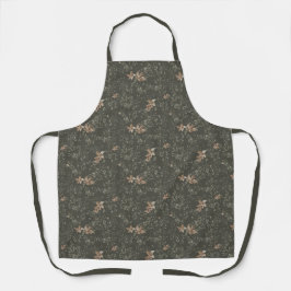Muted Poinsetta Olive All-Over Print Apron Schürze