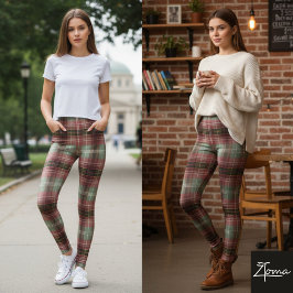 Muted Vertical Shadow Plaid Tartan Blur Leggings