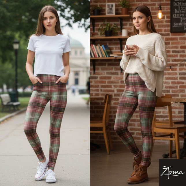 Muted Vertical Shadow Plaid Tartan Blur Leggings (Von Creator hochgeladen)