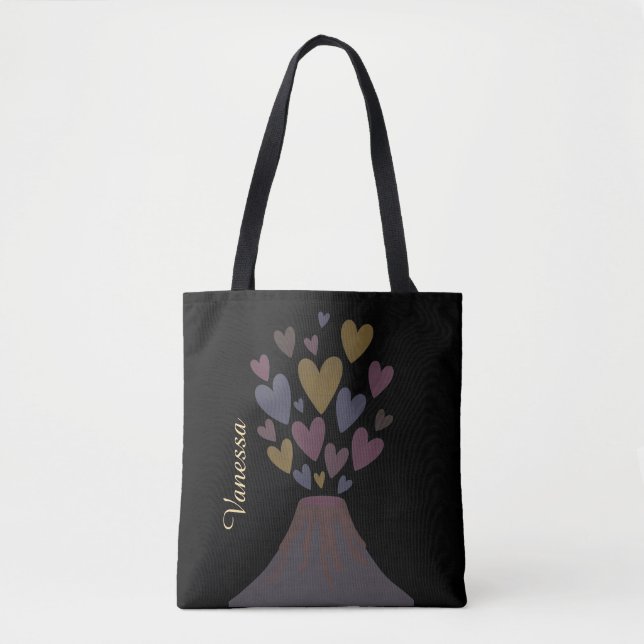 Muted Volcano Hearts Tote Bag – Customizable Gift (Vorderseite)