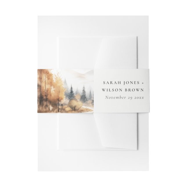 Muted Watercolor Fall Autumn Landscape Wedding Einladungsbanderole (Vorderseite Beispiel)