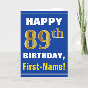 Mutig, blau, Imitat-Gold89. Geburtstag mit Karte