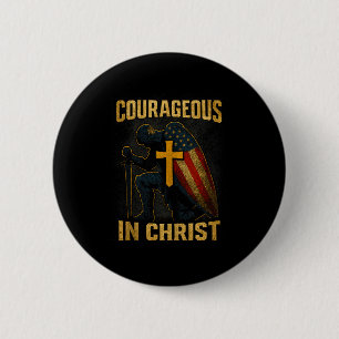 Mutig in Christus Ritterkreuz Patriotisches USA-Fl Button