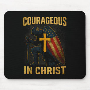 Mutig in Christus Ritterkreuz Patriotisches USA-Fl Mousepad
