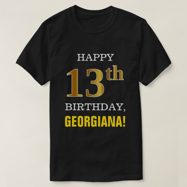 Mutig, schwarz, Imitat-Gold13. Geburtstag mit T-Shirt (Design vorne)