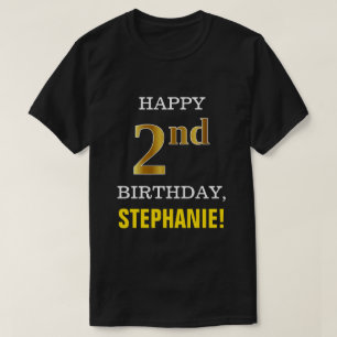 Mutig, schwarz, Imitat-Gold2. Geburtstag mit T-Shirt