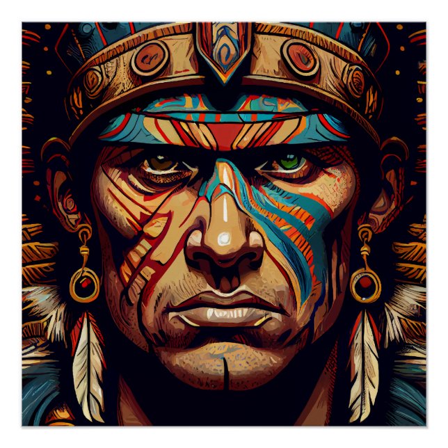 Mutig und kühl: Der Aztec-Krieger steigt Poster (Vorderseite)