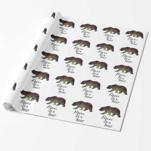 Mutig wie ein Bär Wasserfarbe Typografie Geschenkpapier
