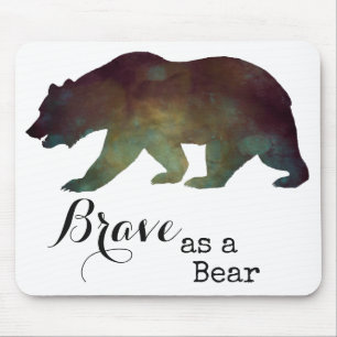 Mutig wie ein Bär Wasserfarbe Typografie Mousepad
