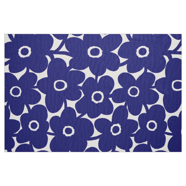 Mutige Blumen - tiefes Marine-Blau Stoff (Fat Quarter (45,7 x 55,9 cm))