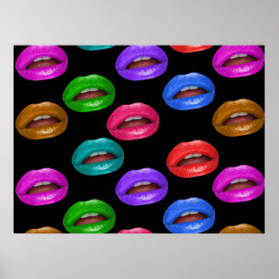 Mutige bunte Pouty Lippenstift-Lippen Poster