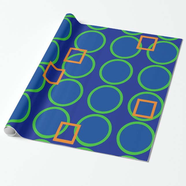 mutige geometrische blaue orange geschenkpapier (Ungerollt)
