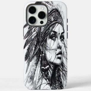 Mutige indische Mädchenkriegerin in Stammeskleidun iPhone 16 Pro Max Hülle