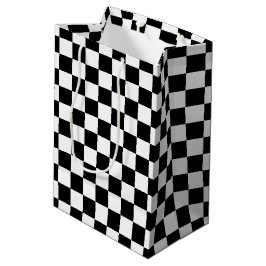 Mutige karierte Geschenk-Schwarzweiss-Tasche Mittlere Geschenktüte