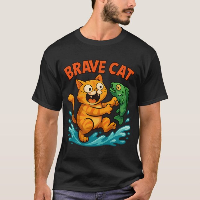Mutige Katze T-Shirt (Vorderseite)
