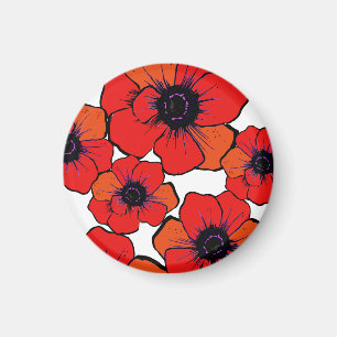 Mutige rote orange Mohnblumen Magnet