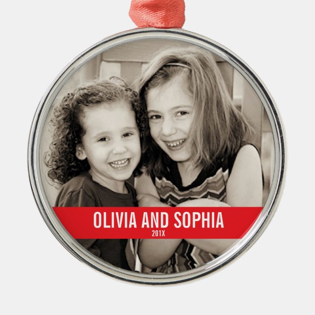 MUTIGE ROTES UND WEISSES WEIHNACHTSverzierung Silbernes Ornament (Vorne)