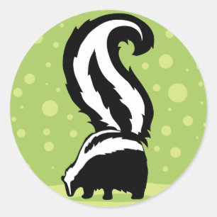 mutige Skunk-Illustration mit grünen Punkten Runder Aufkleber