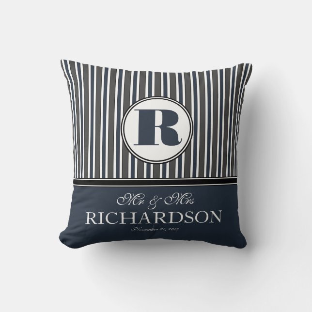 Mutige Streifen Herr und Frau Couple Personalized Kissen (Vorderseite)