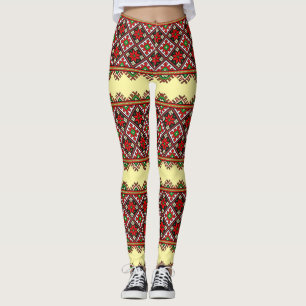 Mutige ukrainische Stickerei Vyshyvanka Leggings