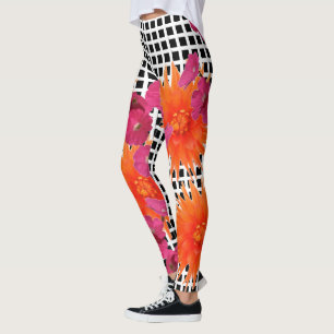 Mutiger BlumenKaro-handgemachtes Yoga keucht Leggings