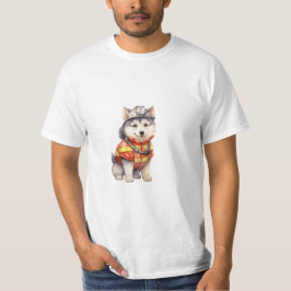 Mutiger Feuerwehrmann Sibirier Husky Hund Ehre T-Shirt