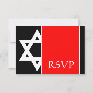 Mutiger roter schwarzer Davidsstern Bar Mitzvah RSVP Karte