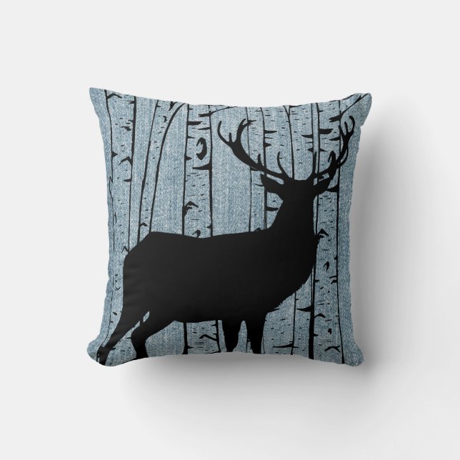 Mutiger Rotwild-Hirsch auf Baumwollstoffkissen Kissen (Vorderseite)